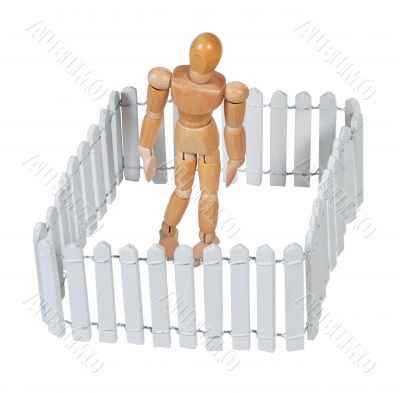 Person Isolated by a Picket Fence