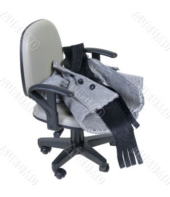 Houndstooth Jacket and Scarf on an Office Chair
