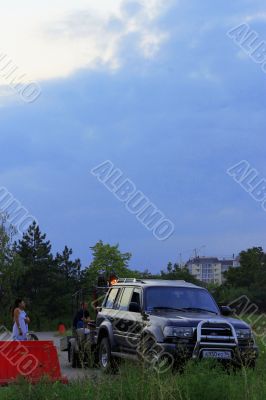 Auto car that carry hot air hot air baloon Auto car that carry hot air hot air baloon
