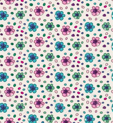 Funny colorful seamless pattern with flowers