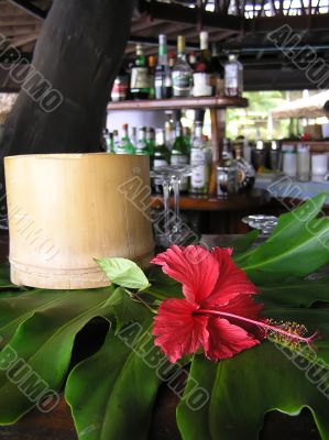 Hibiscus flower and bamboo ashtray 