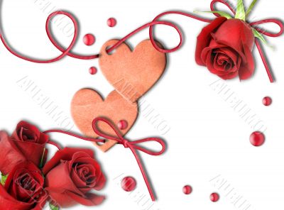Vintage heart and red roses