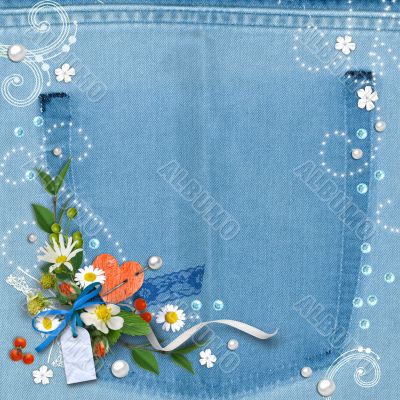Blue denim textured background vintage
