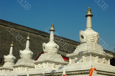 White towers in a Tibetan lamasery