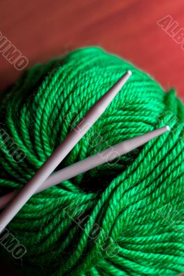 thread and knitting needle