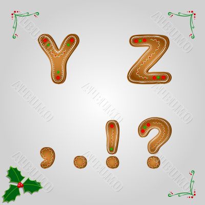 Gingerbread font y and z