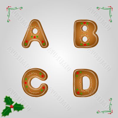 Gingerbread font a to d