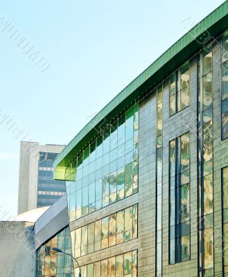 Facade of High-tech style building