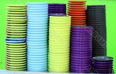 Crockery on a green background