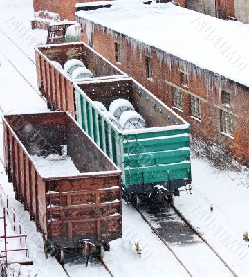 Railway carriages in the industrial area