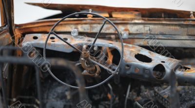 car cockpit after fire