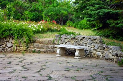 Stone bench in the garden