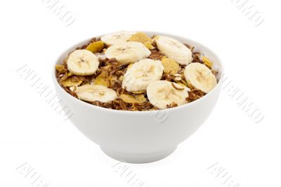banana cereal in white bowl