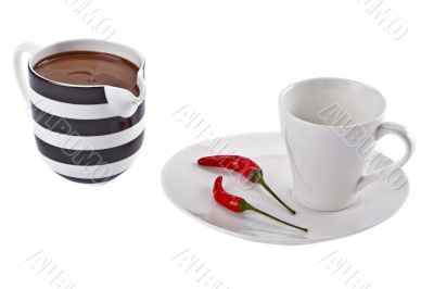 cup of chocolate and chilly pepper