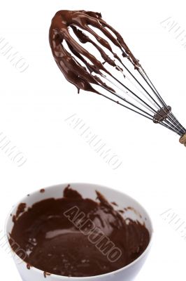 chocolate and metal whisk