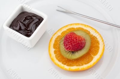 fruits and chocolate fondue