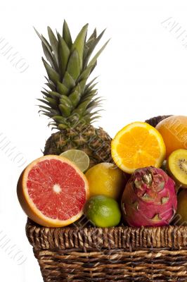 cropped image of fruits in wicker basket