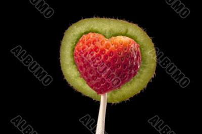 designed kiwi shelf and strawberry on stick