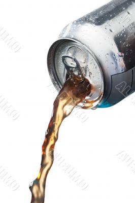 pouring soft drinks in can 