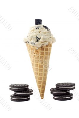 cookie ice cream on a cone