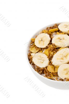 cropped image of bowl of cereal with banana