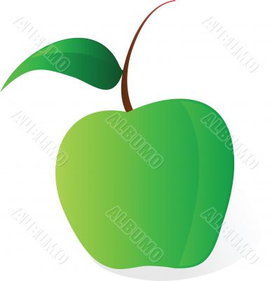 illustration cartoon green apple vector file on white background