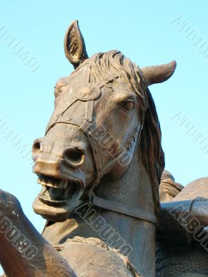  horse`s head in bronze