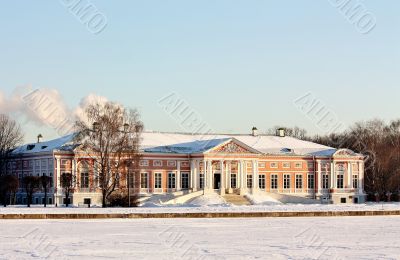 Kuskovo Estate. View of the ducal palace from the Great Pond