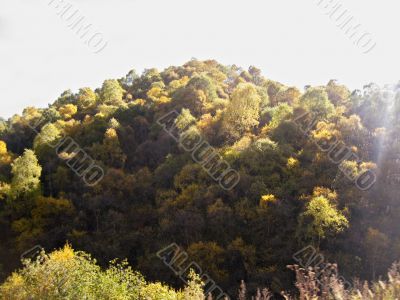 Autumn and caucasus mountains. Season landscape