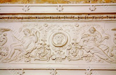 Stucco on the wall of historic building