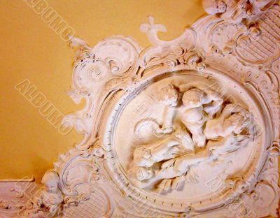 Stucco on the ceiling of historic building