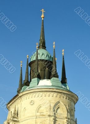 top of the church built in russian gothic style 