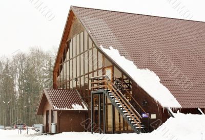 large building in the woods