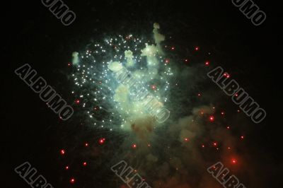 Celebration firework shinig in the black sky