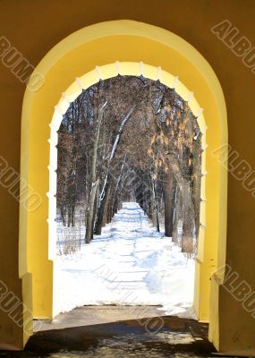 View of winter park  from the arch of the building