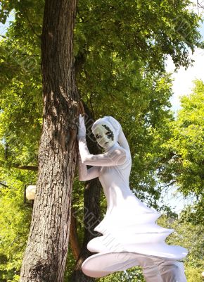 Girl in a fancy masquerade dress 