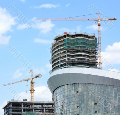 Cityscape with the construction site