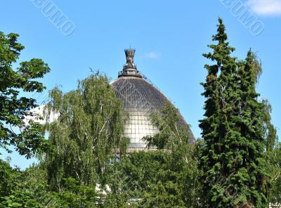 Black dome of glass and steel 