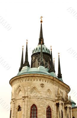 Top of the white stone gothic church