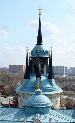 Top of the white stone gothic church