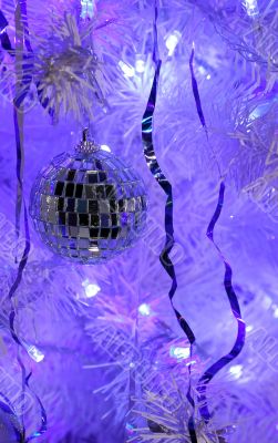 Beautiful mirror ball on a Christmas tree