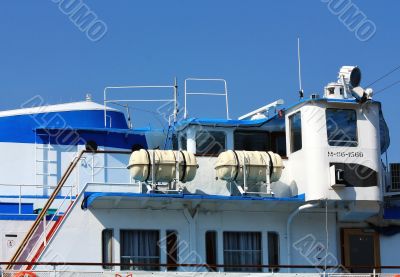 Captain`s cabin of the river passenger liner