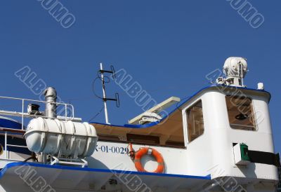 Captain`s cabin of the river passenger liner