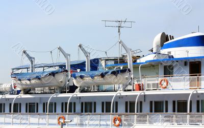 Upper deck of the river passenger liner