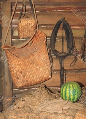 Pots in a peasant`s hut