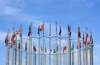 48 columns with the flags of European countries