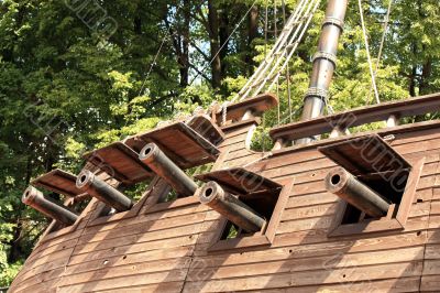 Side of a pirate schooner