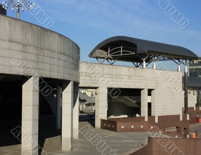 Architectural structures in the modern style of concrete