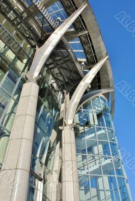 Architectural structures in the modern style of glass and steel