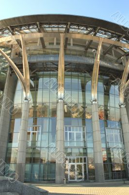 Architectural structures in the modern style of glass and steel 